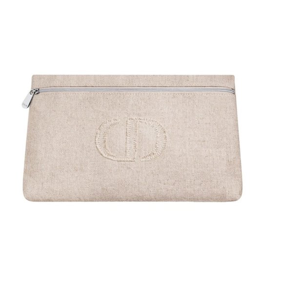 Dior CD Logo Pouch Cosmetic Bag Beige - Picture 1 of 8